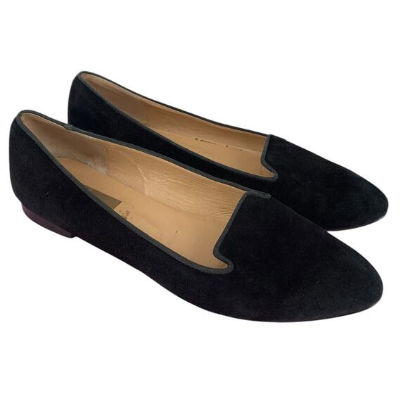 Clorinda Antinori Shoes - Clorinda Antinori Italy Black Suede Parlor Smoking Flats Size 39 EU 8.5 US